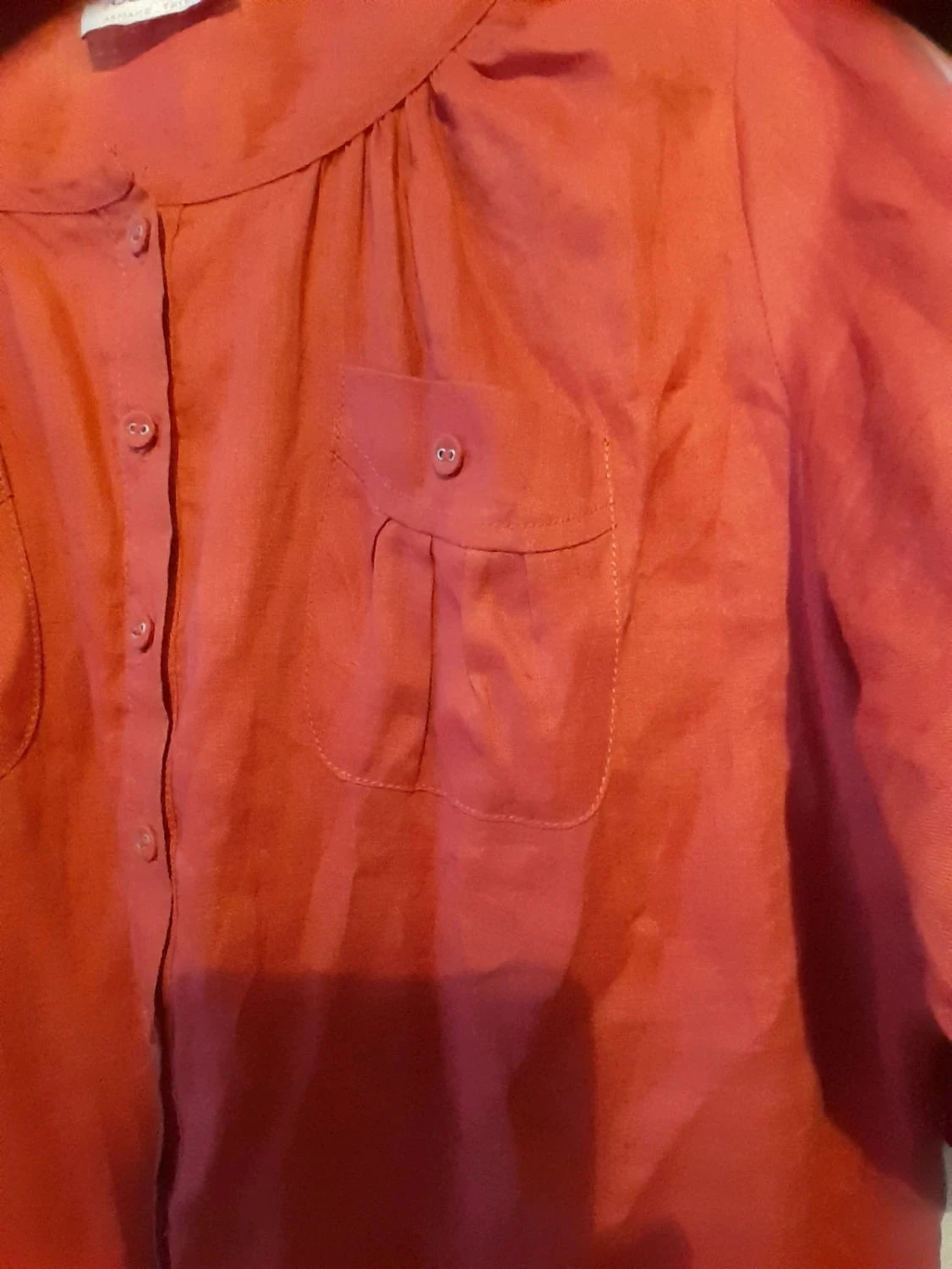 Blouse, chemisier van 100% linnen, kleur Rood, Maat 50, Merk Armand Thiery – photo 2